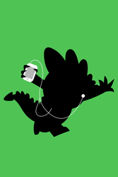 Size: 640x960 | Tagged: safe, artist:norbi9696, derpibooru import, spike, dragon, earbuds, green background, ipod, ipod ad spoof, male, silhouette, simple background, solo