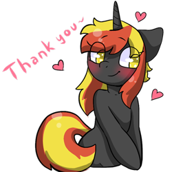 Size: 512x512 | Tagged: safe, artist:alex69vodka, derpibooru import, oc, oc only, oc:java, pony, unicorn, blushing, female, heart, simple background, smiling, sticker, text, transparent background