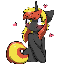 Size: 512x512 | Tagged: safe, artist:alex69vodka, derpibooru import, oc, oc only, oc:java, pony, unicorn, blushing, female, heart, simple background, smiling, sticker, transparent background