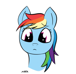 Size: 556x541 | Tagged: safe, artist:mark_ml, rainbow dash, pegasus, pony, bust, colored, confused, cute, female, head, mare, portrait, puppy dog eyes, puppy eyes, sad, simple background, solo, transparent background