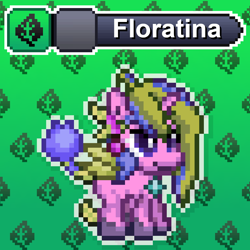 Size: 1024x1024 | Tagged: safe, artist:tony yotes, derpibooru import, oc, oc:floratina, pony, unicorn, battle gem ponies, pixel art, solo