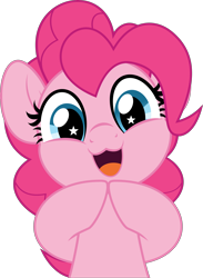 Size: 3650x5000 | Tagged: safe, artist:jhayarr23, derpibooru import, part of a set, pinkie pie, earth pony, pony, :3, cute, diapinkes, female, high res, looking at you, mare, nya, open mouth, open smile, ponk, simple background, smiling, smiling at you, solo, starry eyes, transparent background, vector, wingding eyes