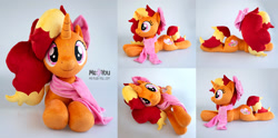 Size: 2200x1089 | Tagged: safe, artist:meplushyou, derpibooru import, oc, oc:warm embrace, pony, unicorn, clothes, female, irl, mare, photo, plushie, scarf, solo