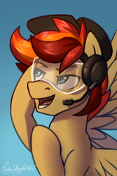 Size: 2000x3000 | Tagged: safe, artist:jedayskayvoker, derpibooru import, oc, oc:radar love, pegasus, cap, goggles, hat, headphones