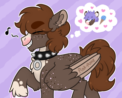 Size: 1500x1208 | Tagged: safe, artist:pink-pone, derpibooru import, oc, oc only, pegasus, pony, choker, food, ice cream, male, spiked choker, stallion, thought bubble, two toned wings, wings