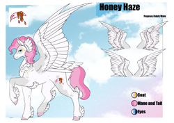 Size: 4961x3508 | Tagged: safe, artist:oneiria-fylakas, derpibooru import, oc, oc:honey haze, pegasus, pony, female, mare, reference sheet, solo