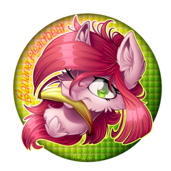 Size: 900x900 | Tagged: safe, artist:mychelle, derpibooru import, oc, oc:banana heartbeat, earth pony, pony, banana, bust, female, food, mare, mouth hold, portrait, solo