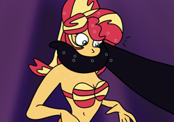 Size: 2000x1400 | Tagged: safe, artist:jadethepegasus, derpibooru import, sunset shimmer, mermaid, fanfic:sunset shimmer discovers her feet, equestria girls, bra, crossover, fanfic art, fangs, mermaidized, seashell bra, species swap, tentacles, the little mermaid, underwear