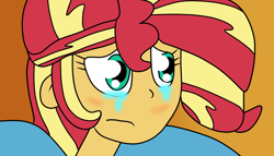 Size: 6900x3950 | Tagged: safe, artist:jadethepegasus, derpibooru import, sunset shimmer, fanfic:sunset shimmer discovers her feet, equestria girls, crossover, crying, fanfic art, the little mermaid