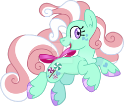 Size: 1280x1101 | Tagged: safe, artist:rohans-ponies, derpibooru import, minty, pony, g3, bow, deviantart watermark, g3 to g4, generation leap, obtrusive watermark, simple background, solo, tail bow, transparent background, watermark