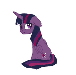 Size: 661x651 | Tagged: safe, artist:qr, derpibooru import, twilight sparkle, twilight sparkle (alicorn), alicorn, pony, unicorn, my little pony: the movie, ears, floppy ears, sad, simple background, solo, white background