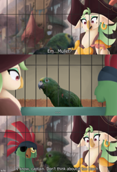 Size: 1393x2048 | Tagged: safe, artist:biocrine, derpibooru import, captain celaeno, mullet (character), my little pony: the movie, comic, parrot pirates, pirate, the amazing world of gumball