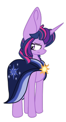 Size: 802x1478 | Tagged: safe, artist:l00giedoogie, derpibooru import, twilight sparkle, pony, alternate timeline, big ears, cloak, clothes, crystal war timeline, ears, simple background, solo, transparent background