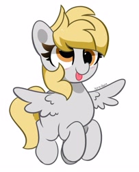 Size: 3014x3705 | Tagged: safe, artist:kittyrosie, derpibooru import, derpy hooves, pegasus, pony, blushing, cute, simple background, tongue, tongue out, white background