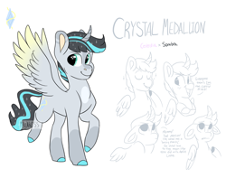 Size: 2166x1705 | Tagged: safe, artist:moccabliss, derpibooru import, oc, oc:crystal medallion, alicorn, pony, male, offspring, parent:king sombra, parent:princess celestia, parents:celestibra, solo, stallion