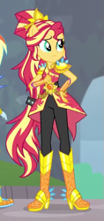 Size: 271x573 | Tagged: safe, derpibooru import, screencap, rainbow dash, sunset shimmer, better together, equestria girls, super squad goals, cropped, crystal guardian, offscreen character, ponied up