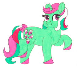 Size: 1024x875 | Tagged: safe, artist:thepegasuseffect, derpibooru import, fizzy, g1, bow, simple background, tail bow, twinkle-less eyes, white background