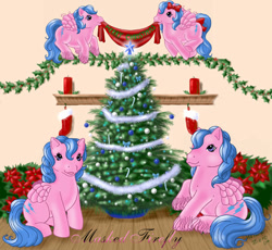 Size: 645x593 | Tagged: safe, artist:hollowzero, derpibooru import, firefly, bow, candle, candy, candy cane, christmas, christmas decorations, christmas stocking, christmas tree, food, hair bow, holiday, multeity, poinsettia, tail bow, ten million fireflys, tree, unshorn fetlocks