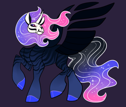 Size: 2600x2200 | Tagged: safe, artist:loryska, derpibooru import, oc, hybrid, offspring, parent:pony of shadows, parent:twilight sparkle, simple background, solo