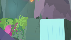 Size: 1280x720 | Tagged: safe, derpibooru import, screencap, student counsel, background, maud's cave, no pony, rock, scenic ponyville, waterfall