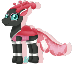 Size: 2249x2000 | Tagged: safe, artist:spokenmind93, derpibooru import, oc, oc only, changedling, changeling, adoptable, changelingified, legendary pokémon, looking at you, pink changeling, pokémon, ponymon, simple background, smiling, solo, species swap, tapu lele, transparent background