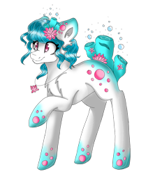 Size: 801x902 | Tagged: safe, artist:kefico, derpibooru import, oc, oc only, original species, pony, augmented tail, coral, coral pony, eyelashes, jewelry, necklace, raised hoof, raised leg, simple background, smiling, solo, transparent background