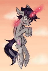 Size: 350x521 | Tagged: safe, artist:skybunox, derpibooru import, shadow lock, pony, unicorn, floating, glowing horn, horn, looking at you, male, self-levitation, solo, stallion