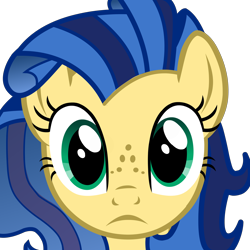 Size: 5000x5000 | Tagged: artist needed, safe, oc, oc only, oc:milky way, earth pony, pony, bust, female, freckles, frown, looking at you, mare, portrait, simple background, solo, transparent background