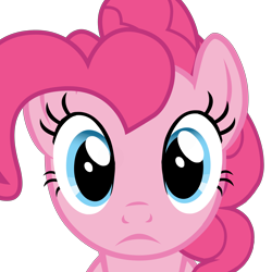 Size: 5000x5000 | Tagged: artist needed, safe, pinkie pie, earth pony, pony, bust, female, frown, looking at you, mare, portrait, simple background, solo, transparent background