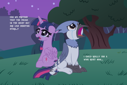 Size: 4096x2750 | Tagged: safe, artist:xleadmarex, derpibooru import, twilight sparkle, twilight sparkle (alicorn), alicorn, griffon, pony, aeroplanes and meteor showers, airplanes (song), b.o.b., crossover, crossover shipping, crying, cute, ears, female, floppy ears, hayley williams, heart eyes, joke, lyrics, male, mare, meme, mordecai, mordetwi, redraw mordetwi meme, regular show, sad, sadorable, shipping, show accurate, singing, song reference, straight, teary eyes, text, wingding eyes