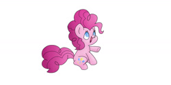 Size: 1263x633 | Tagged: safe, artist:ukulelepineapplecat, derpibooru import, pinkie pie, earth pony, pony, female, mare, ponk, simple background, smiling, solo, white background