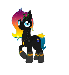 Size: 491x532 | Tagged: safe, artist:joan-grace, derpibooru import, oc, oc only, earth pony, pony, coat markings, earth pony oc, ethereal mane, flower, flower in hair, jewelry, necklace, raised hoof, raised leg, socks (coat marking), solo, starry mane