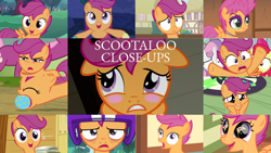 Size: 1280x721 | Tagged: safe, derpibooru import, edit, edited screencap, editor:quoterific, screencap, apple bloom, cheerilee, scootaloo, sweetie belle, earth pony, pegasus, pony, unicorn, flight to the finish, hearts and hooves day (episode), season 1, season 2, season 3, season 4, season 8, season 9, sleepless in ponyville, the last crusade, the show stoppers, the washouts (episode), spoiler:s08, spoiler:s09, apple bloom's bow, blushing, bow, close-up, cute, cutealoo, cutie mark crusaders, ears, eyes closed, female, filly, floppy ears, hair bow, helmet, open mouth, sleepy, tired
