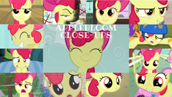 Size: 1280x721 | Tagged: safe, derpibooru import, edit, edited screencap, editor:quoterific, screencap, apple bloom, scootaloo, sweetie belle, earth pony, pegasus, pony, unicorn, call of the cutie, on your marks, one bad apple, season 1, season 2, season 3, season 6, the cutie pox, adorabloom, apple bloom's bow, bow, close-up, cute, female, filly, hair bow, helmet, i want it now, nightmare, offscreen character, smiling, solo focus, sweat