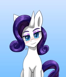 Size: 1200x1400 | Tagged: safe, artist:zachc, derpibooru import, rarity, pony, unicorn, blushing, gradient background, looking at you, solo