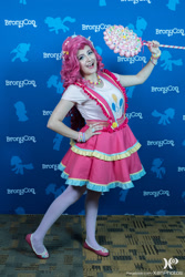 Size: 1440x2160 | Tagged: safe, artist:sarahndipity cosplay, artist:xen photography, derpibooru import, pinkie pie, human, bracelet, bronycon, bronycon 2017, clothes, cosplay, costume, hand on hip, irl, irl human, jewelry, photo