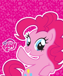 Size: 864x1032 | Tagged: safe, derpibooru import, pinkie pie, earth pony, pony, g4, .svg available, cover, cutie mark, female, magazine cover, mare, my little pony logo, official, pink, solo, svg, vector, waving