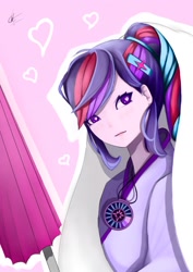 Size: 1240x1754 | Tagged: safe, artist:dedi-p762, derpibooru import, sci-twi, twilight sparkle, human, heart eyes, humanized, magic capture device, solo, umbrella, veil, wingding eyes