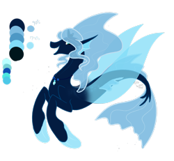 Size: 2545x2356 | Tagged: safe, artist:cyanreef, derpibooru import, oc, oc only, seapony (g4), blue eyes, blue mane, crown, dorsal fin, eyelashes, fin wings, fins, fish tail, flowing mane, flowing tail, jewelry, necklace, open mouth, open smile, regalia, simple background, smiling, solo, tail, teeth, transparent background, wings