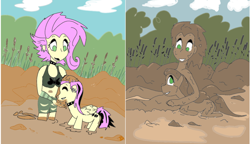 Size: 942x542 | Tagged: safe, derpibooru import, fluttershy, pegasus, pony, equestria girls, color, fluttergoth, flutterpunk, human ponidox, mud, self ponidox