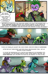 Size: 1280x1980 | Tagged: safe, artist:candyclumsy, derpibooru import, spike, oc, changedling, changeling, diamond dog, dragon, earth pony, unicorn, yak, comic:revolution of harmony, chains, changedling oc, changeling oc, colt, diamond dog oc, dragon oc, earth pony oc, griffon oc, history, horn, male, older, older spike, prisoner, unicorn oc, yak oc