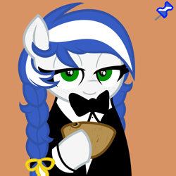 Size: 2048x2048 | Tagged: safe, artist:dtavs.exe, oc, oc:trucha, earth pony, pony, acres avatar, atol shuco, base used, bow, braid, clothes, el salvador, female, gourd cup, hair bow, huacal de morro, mare, nation ponies, ponified, tuxedo