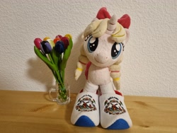 Size: 4032x3024 | Tagged: safe, artist:xeto_de, derpibooru import, oc, oc:lily allure, flower, netherlands, plushie, tulip, wooden shoes