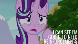 Size: 1280x720 | Tagged: safe, derpibooru import, edit, edited screencap, editor:quoterific, screencap, starlight glimmer, pony, unicorn, season 8, the end in friend, spoiler:s08, female, mare, open mouth, solo