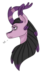 Size: 2142x3472 | Tagged: safe, artist:agdapl, derpibooru import, oc, oc only, kirin, bags under eyes, bust, female, frown, horn, kirin oc, simple background, solo, transparent background