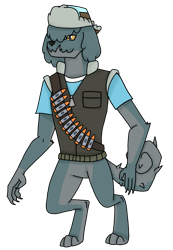 Size: 2721x3932 | Tagged: safe, artist:agdapl, derpibooru import, anthro, diamond dog, digitigrade anthro, clothes, crossover, hat, heavy weapons guy, male, simple background, species swap, team fortress 2, transparent background