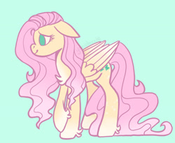 Size: 1280x1051 | Tagged: safe, artist:yourrdazzle, derpibooru import, fluttershy, pegasus, pony, blue background, simple background, solo