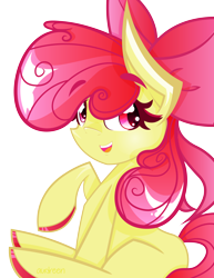 Size: 1280x1656 | Tagged: safe, artist:mavdpie, derpibooru import, apple bloom, earth pony, colored hooves, deviantart watermark, female, filly, obtrusive watermark, solo, watermark