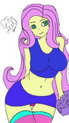Size: 542x960 | Tagged: safe, derpibooru import, fluttershy, equestria girls, belly button, breasts, hootershy, midriff, smiling, solo