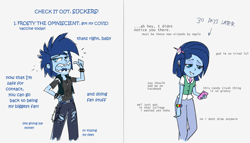 Size: 1135x649 | Tagged: safe, artist:earth_pony_colds, derpibooru import, oc, oc:frosty, equestria girls, airpods, cellphone, phone, sketch, tired
